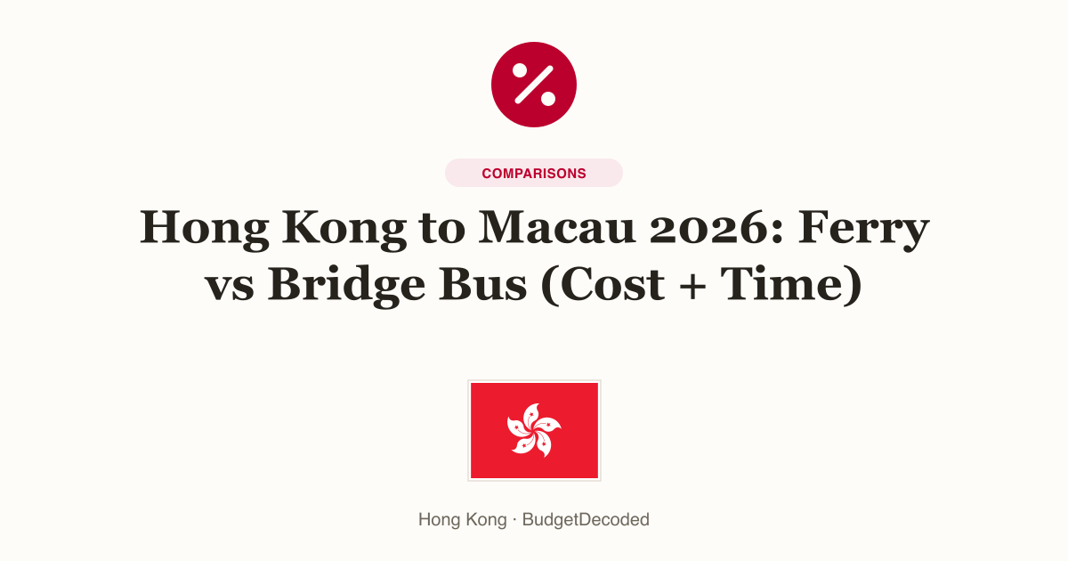 Hong Kong to Macau 2026: Ferry vs Bridge Bus (Cost + Time)
