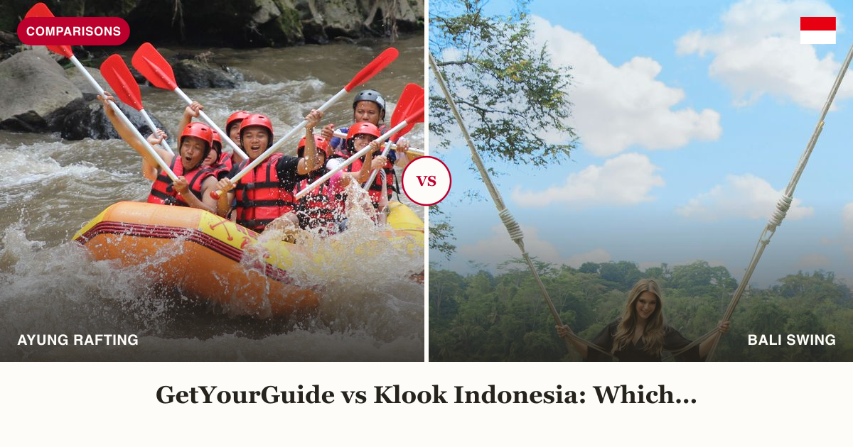 Ayung River whitewater rafting vs Bali Swing split comparison image