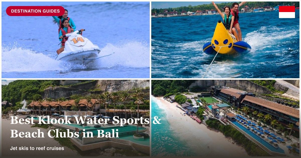 Jet ski water sports, Nusa Lembongan reef cruise, beach club pass, and White Rock Beach Club collage