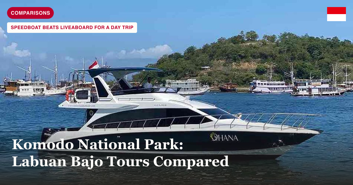 Speedboat departing Labuan Bajo harbor for Komodo National Park