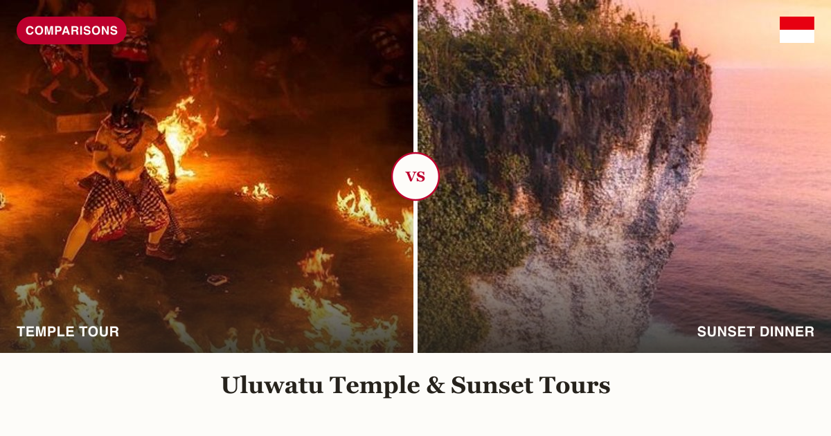 Kecak Fire Dance temple tour and Uluwatu Instagram sunset tour split comparison