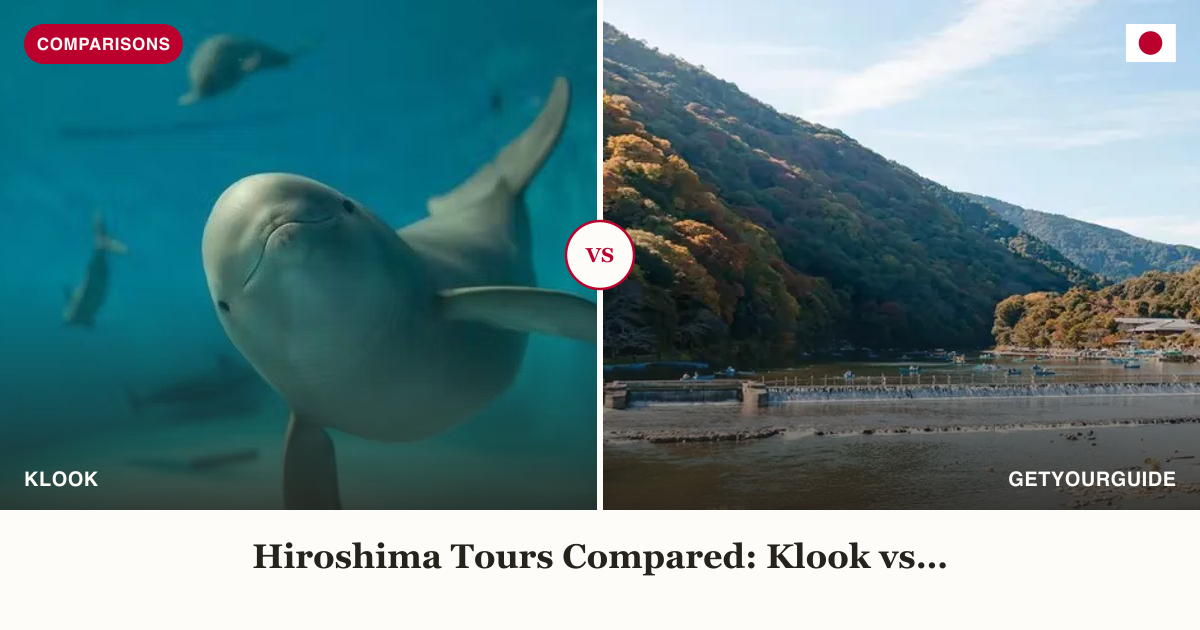 Miyajima Aquarium and GetYourGuide day trip icon split comparison