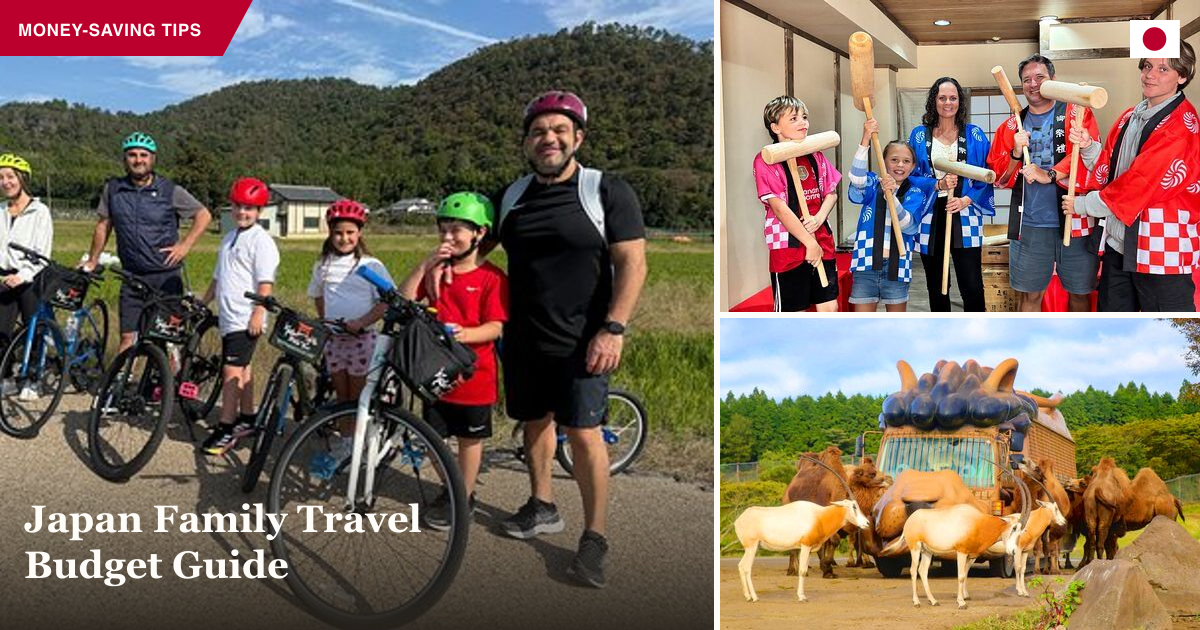 Arashiyama bamboo forest family bike tour, mochi pounding, and zoo wildlife tour collage