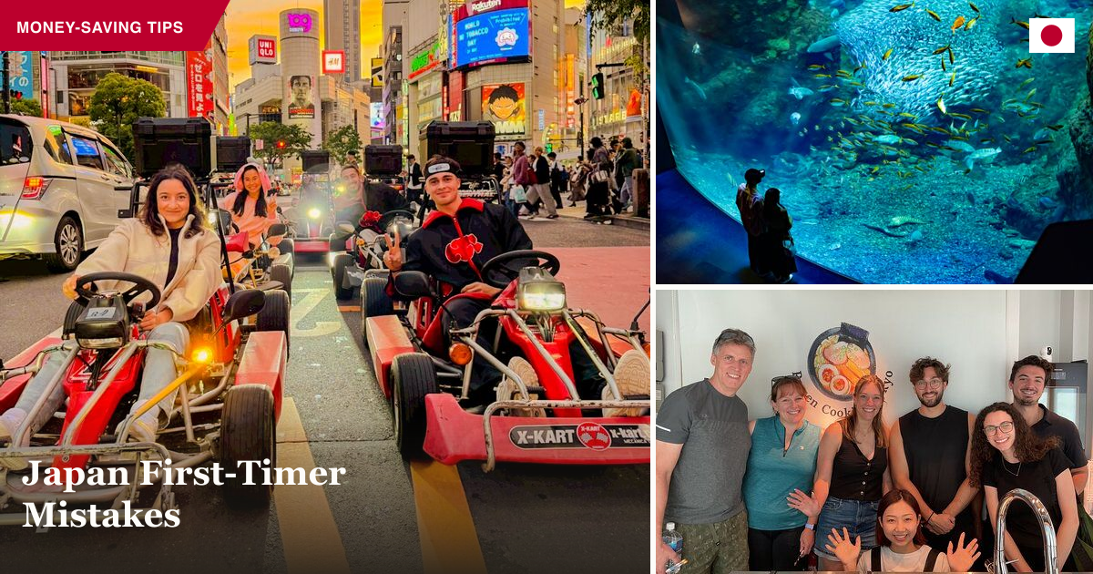 Shibuya go-kart tour, Enoshima Aquarium, and Tokyo cooking class collage