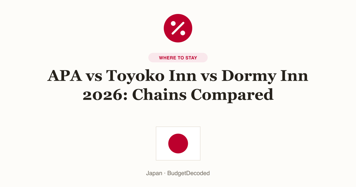 APA vs Toyoko Inn vs Dormy Inn 2026: Chains Compared