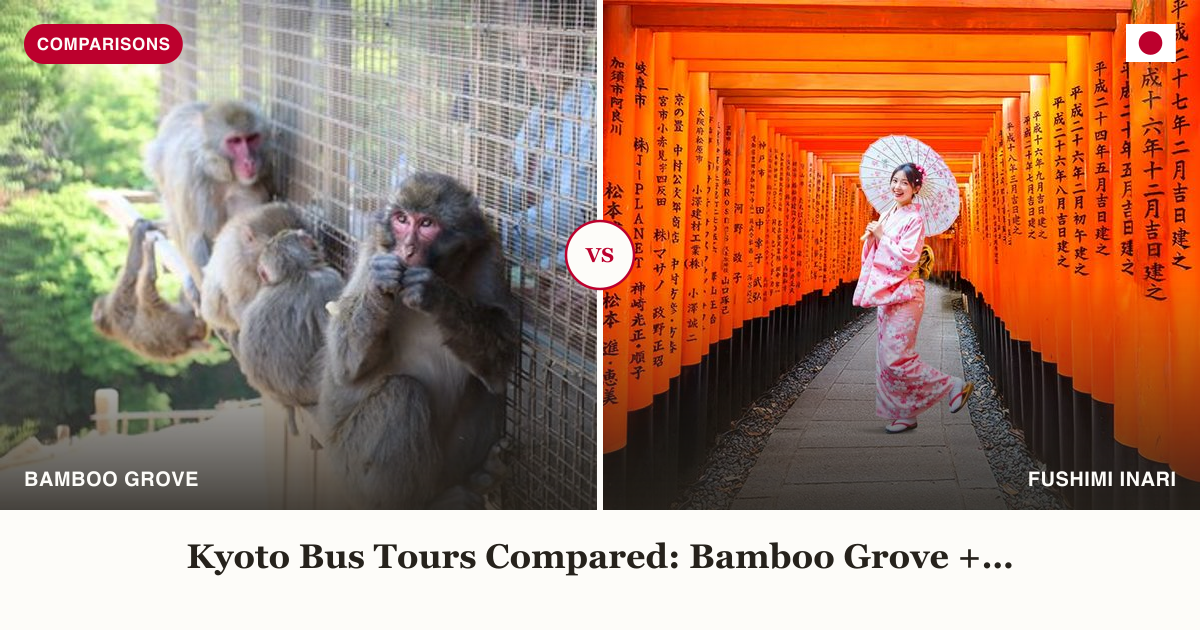 Arashiyama Bamboo Grove and Fushimi Inari, Nara Deer day tour split comparison