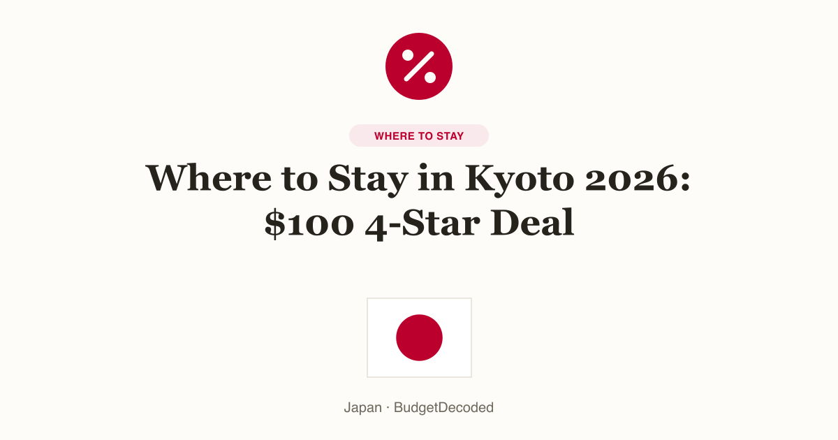 Where to Stay in Kyoto 2026: $100 4-Star Deal