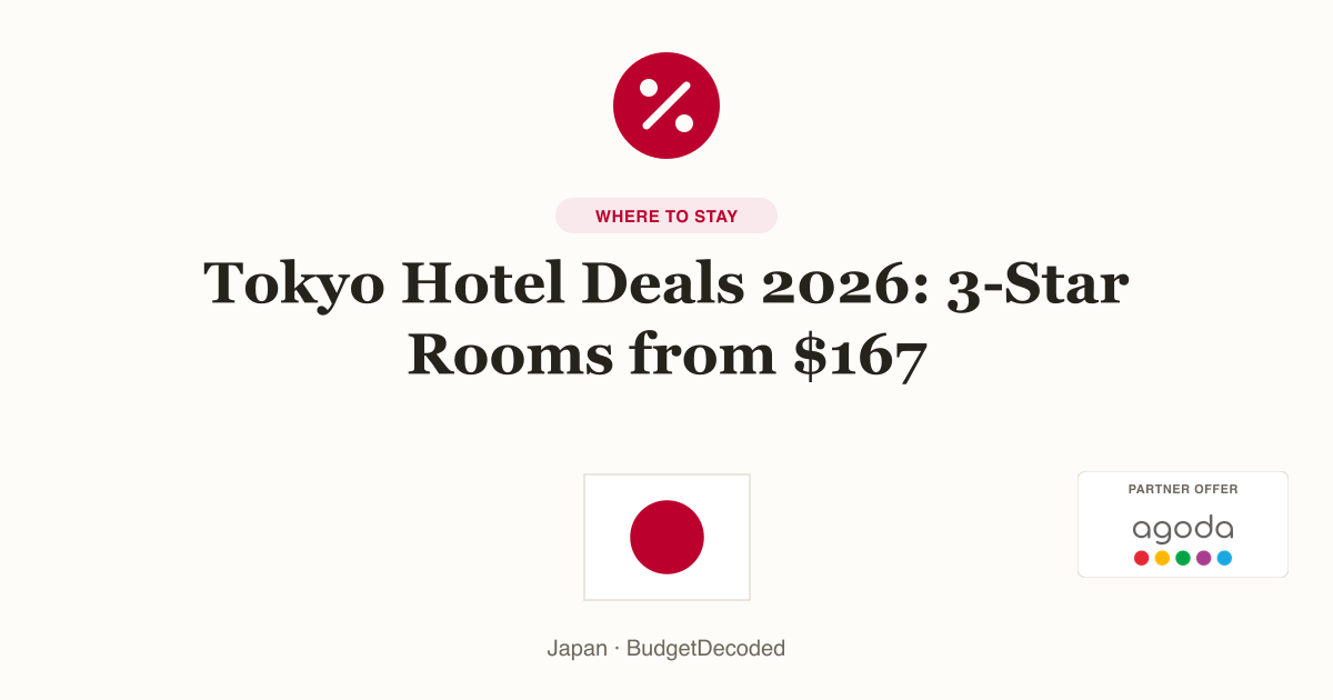 Tokyo Hotel Deals 2026: 3-Star Rooms from $167