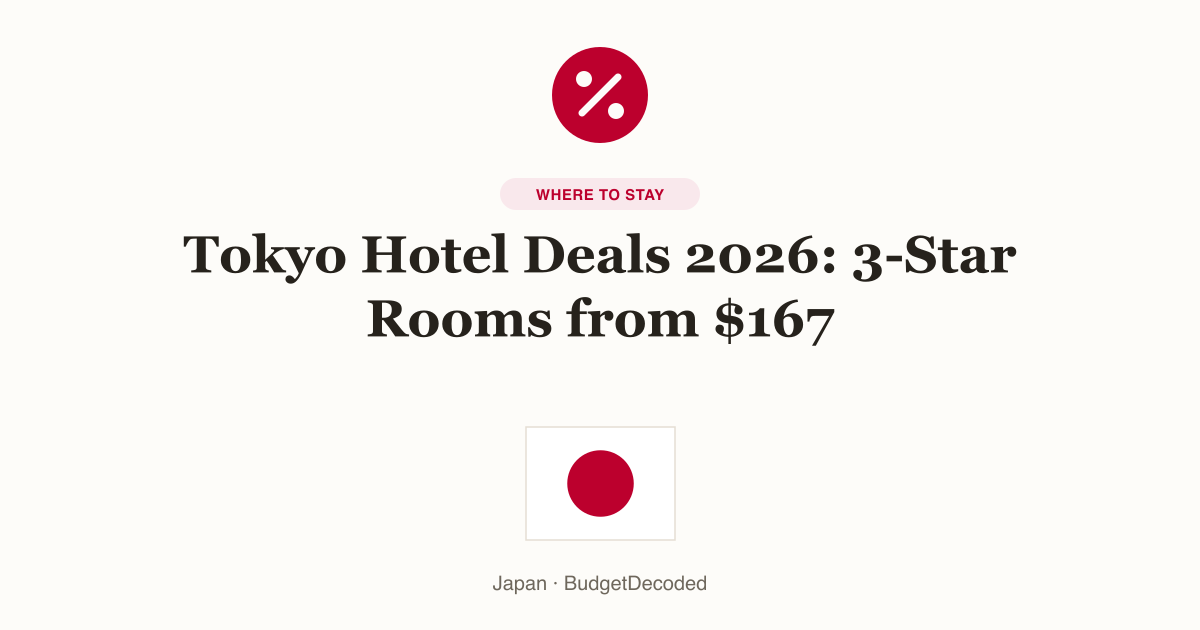 Tokyo Hotel Deals 2026: 3-Star Rooms from $167