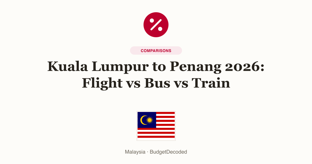 Kuala Lumpur to Penang 2026: Flight vs Bus vs Train