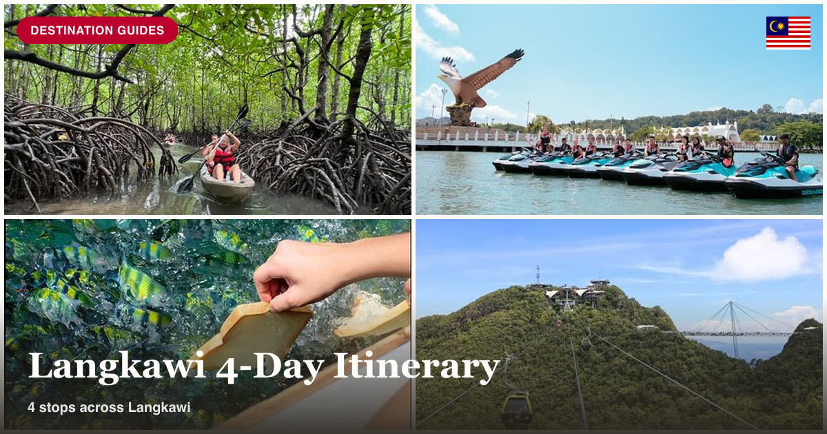 Mangrove kayaking, jet ski adventure, snorkeling, and Sky Bridge cable car collage