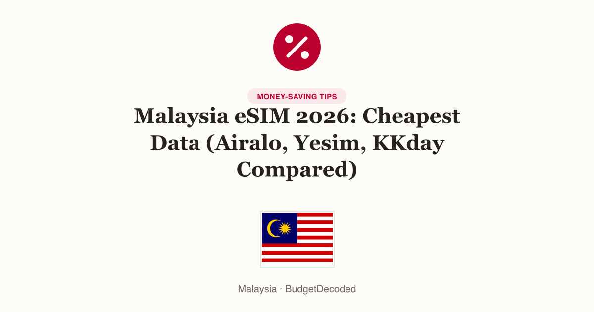 Malaysia eSIM 2026: Cheapest Data (Airalo, Yesim, KKday Compared)