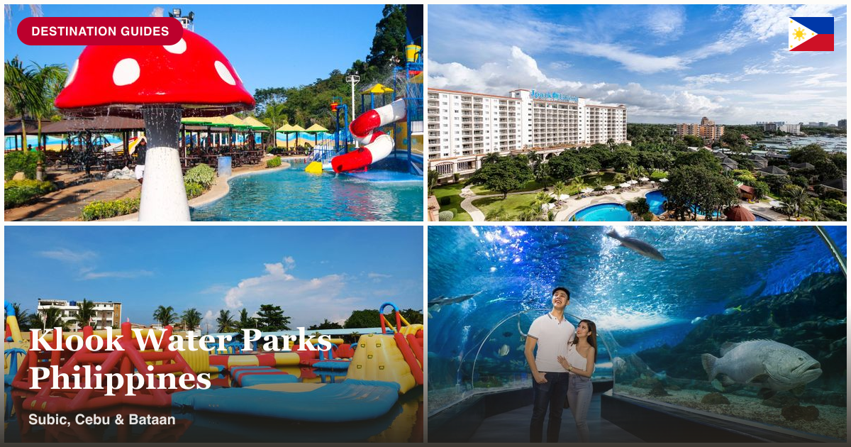 Adventure Beach Waterpark Subic, Jpark Cebu, Alexa Waterpark, and Manila Ocean Park collage