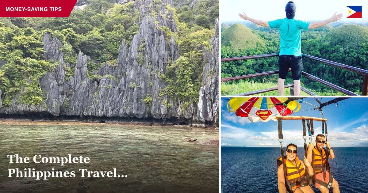 El Nido island hopping, Chocolate Hills, and Boracay parasailing collage