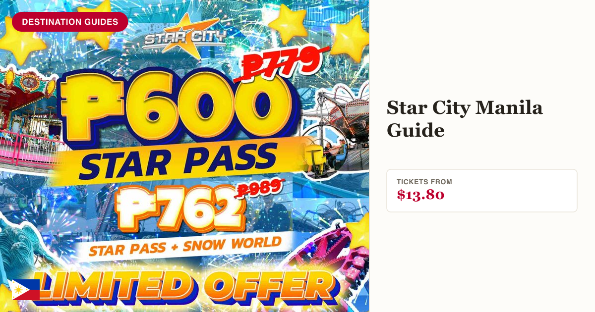 Star City Manila ride with ticket price panel showing tickets from $13.80