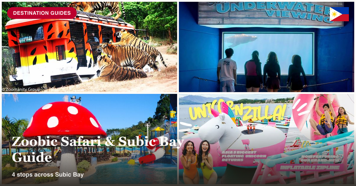 Zoobic Safari, Ocean Adventure, Adventure Beach Waterpark, and Inflatable Island collage in Subic Bay