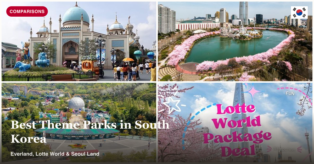 Everland, Lotte World Tower, Seoul Land, and Lotte World package collage