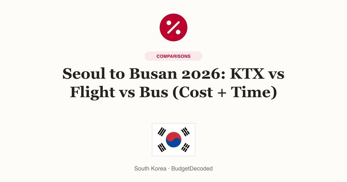 Seoul to Busan 2026: KTX vs Flight vs Bus (Cost + Time)