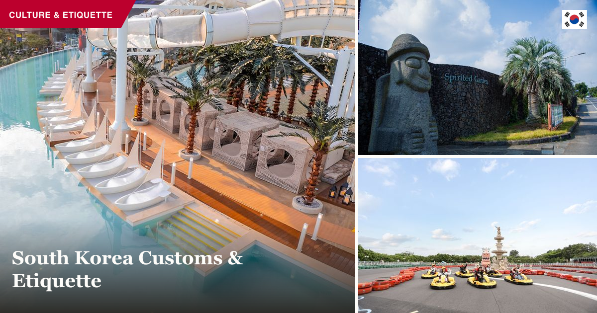 Busan water park, Jeju Spirited Garden, and Jeju go-kart collage