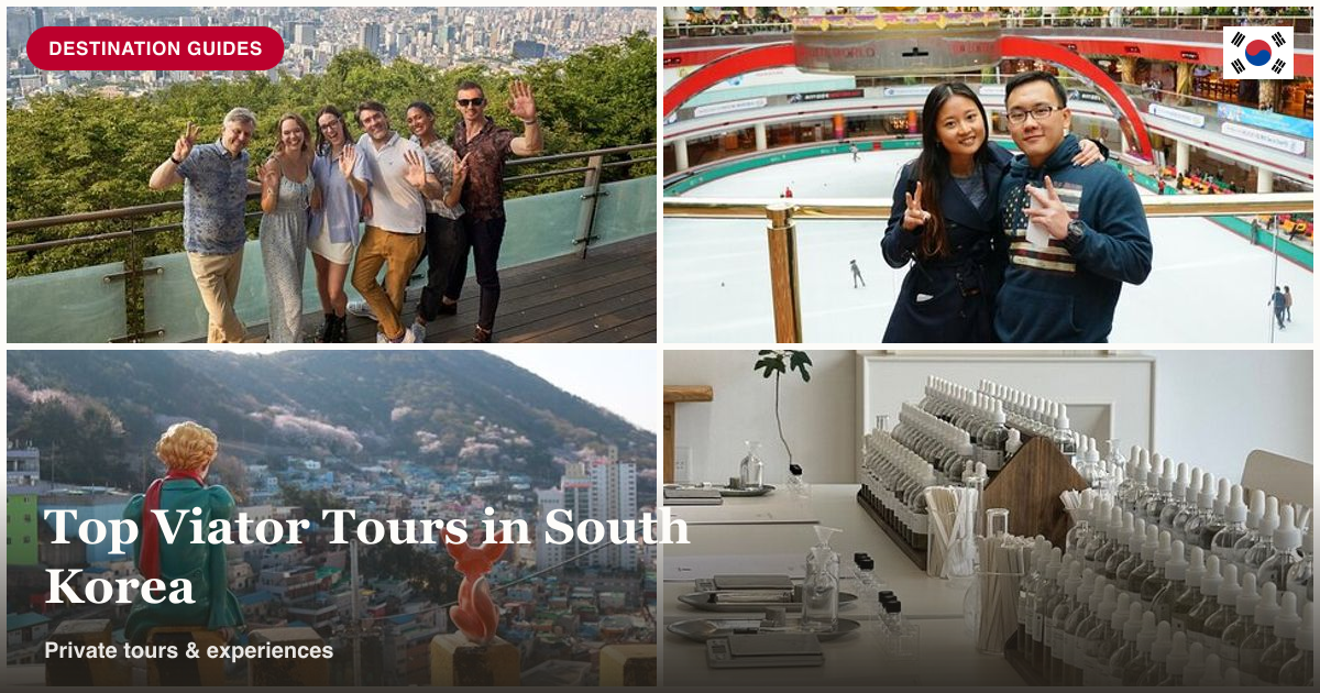 Nami Island private tour, Lotte World, Busan Gamcheon village, and K-scent perfume class collage
