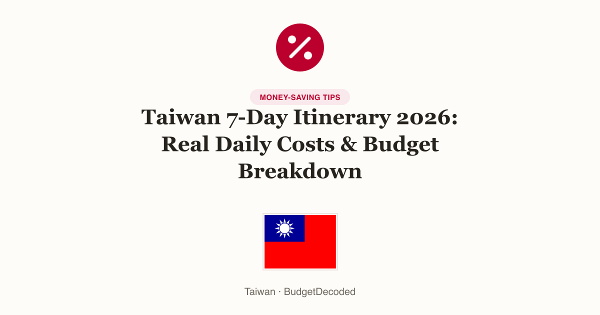 Taiwan 7-Day Itinerary 2026: Real Daily Costs & Budget Breakdown