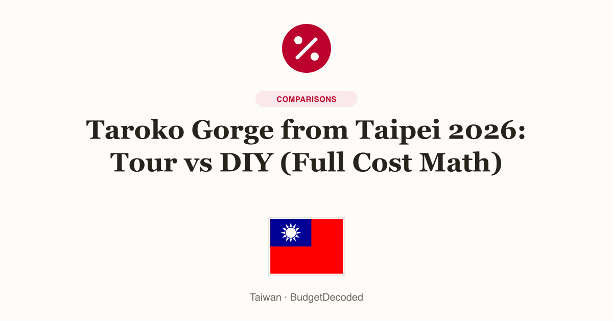 Taroko Gorge from Taipei 2026: Tour vs DIY (Full Cost Math)
