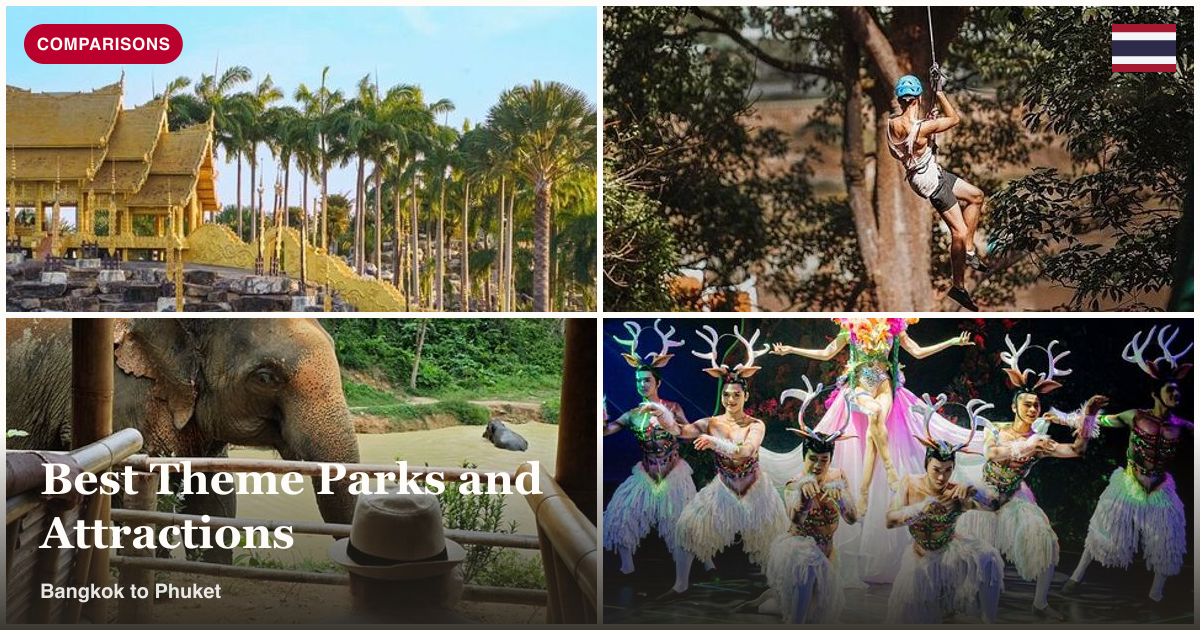 Nong Nooch Tropical Garden, zipline park, elephants, and Simon Cabaret collage
