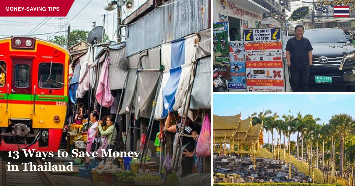 Floating and train market tour, airport transfer, and Nong Nooch Garden collage