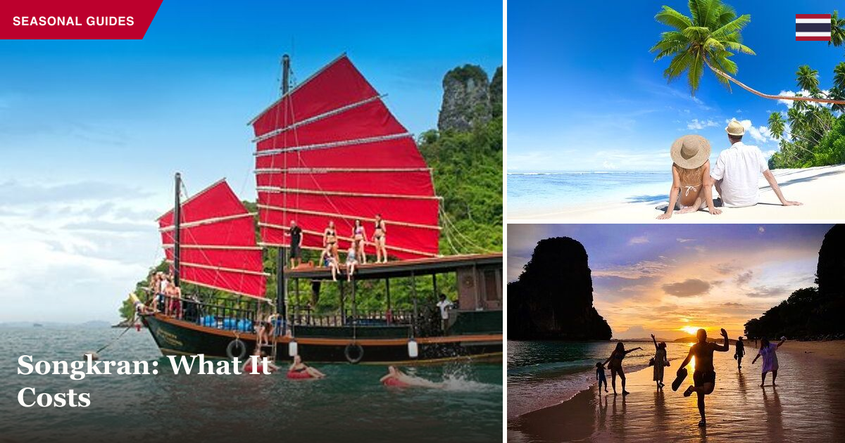 Krabi island cruise, beach couple, and sunset beach walk collage