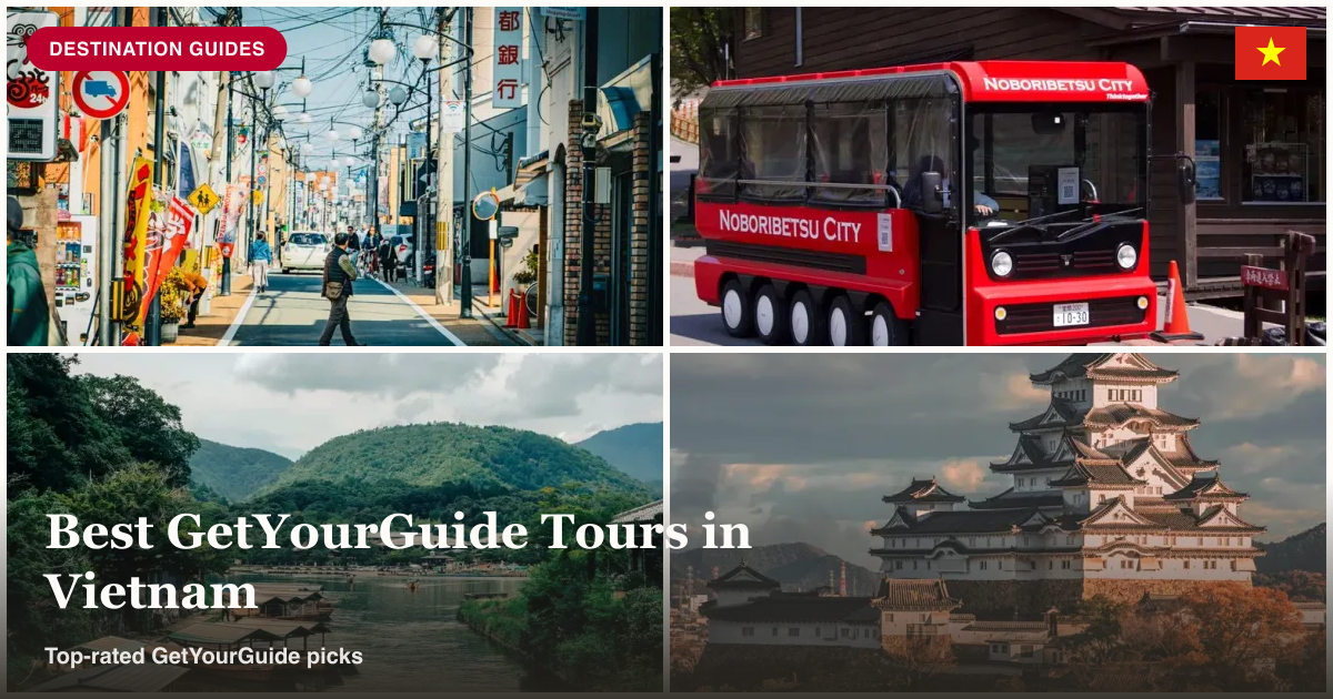 GetYourGuide walking, bus, boat tour, and entrance ticket icons collage