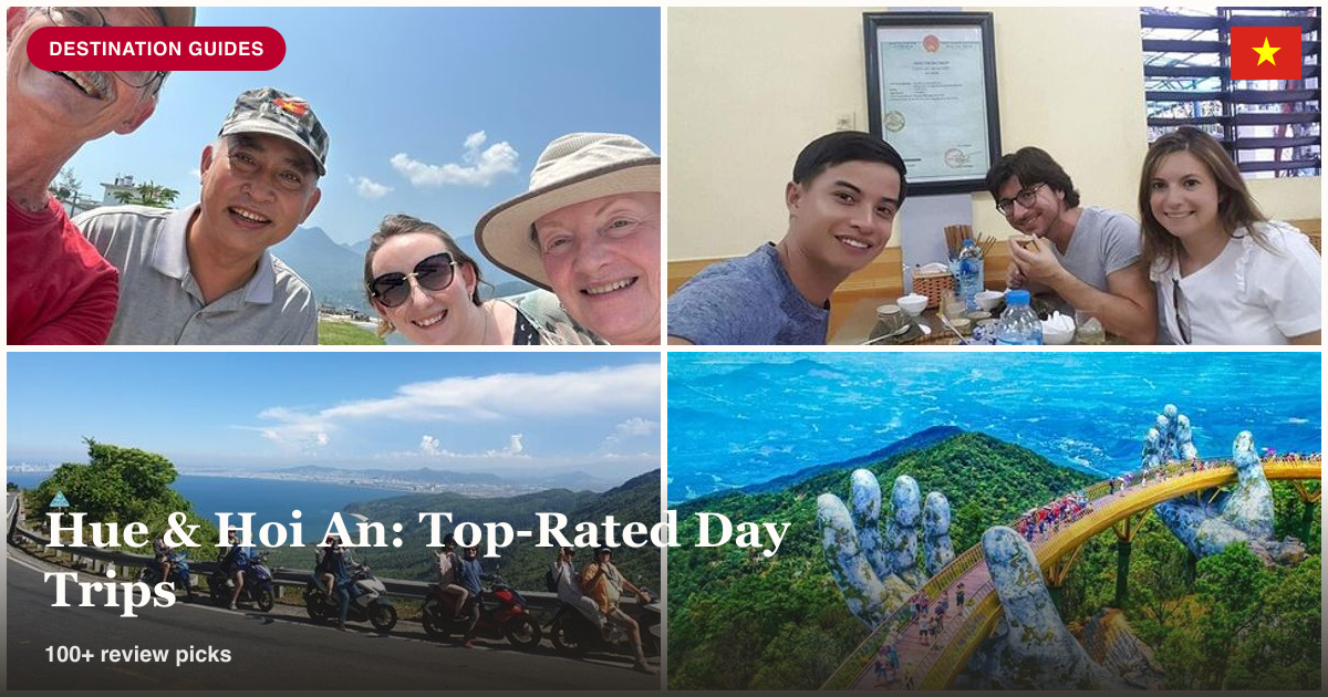 Hai Van Pass sightseeing, Hue street food, and Hoi An scenic drive collage