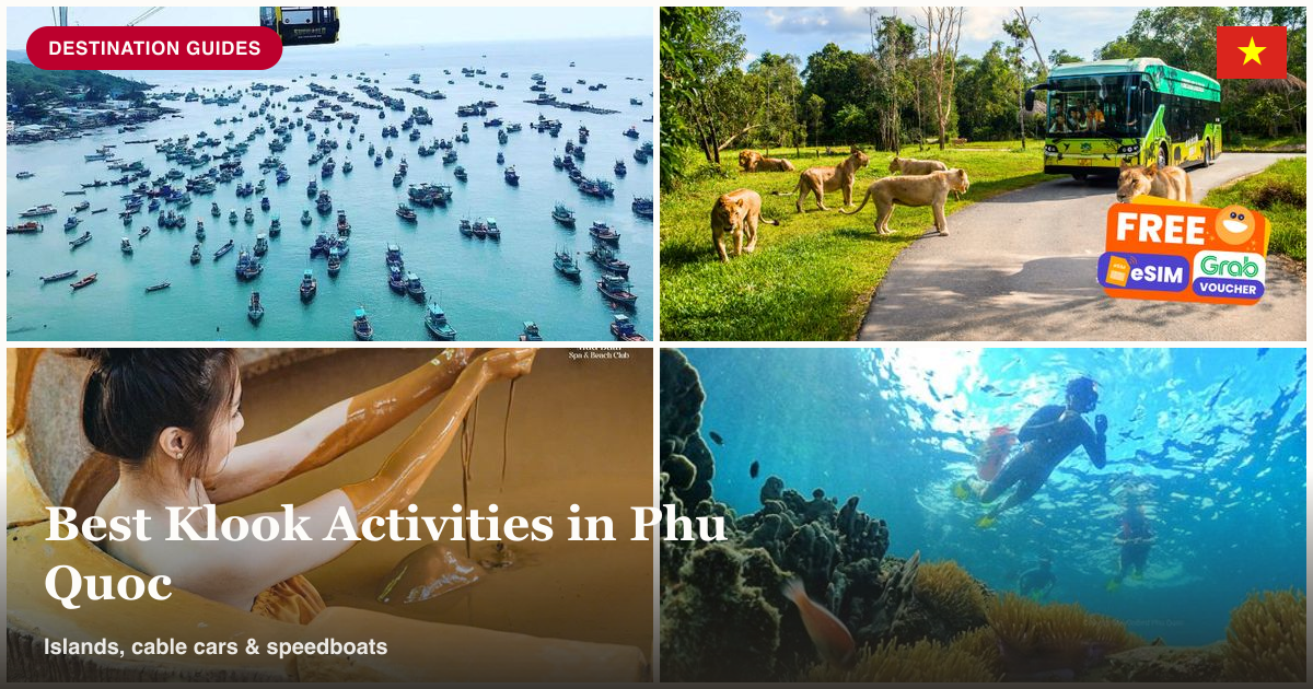 Phu Quoc 4 Island speedboat tour, cable car, and beach club collage